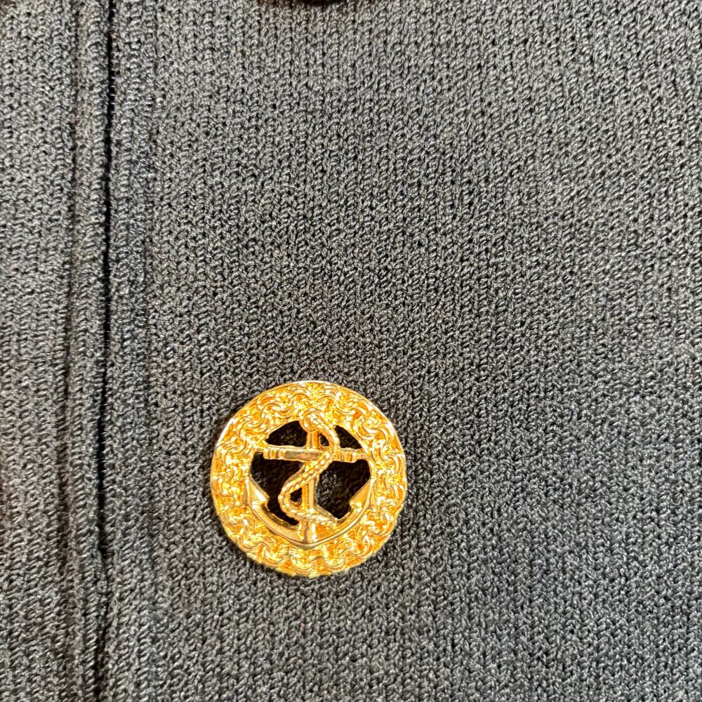 VTG St John Collection Marie Gray womens black knit jacket. Sz 10. gold buttons. - Picture 2 of 7